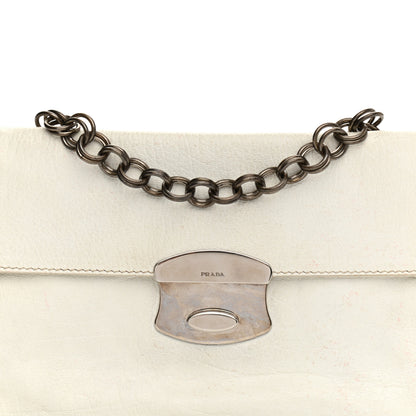 Prada Buffalo Metal Foldover Pushlock Chain Shoulder Bag White 7 of 11