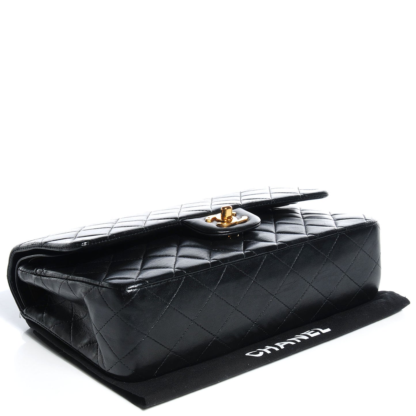Lambskin Medium Double Flap Black