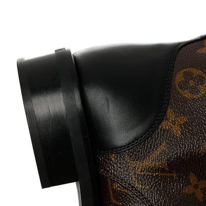 Louis Vuitton Calfskin Monogram Wonderland Flat Ranger Boots 39 Black 12 of 13