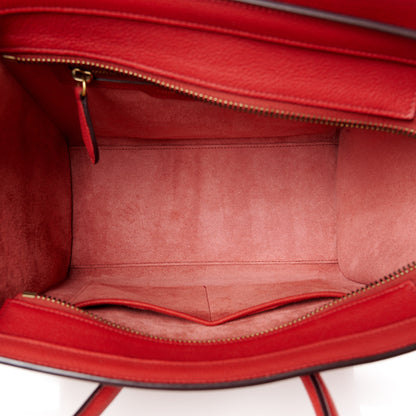 Celine Drummed Calfskin Micro Luggage Red 5 of 9