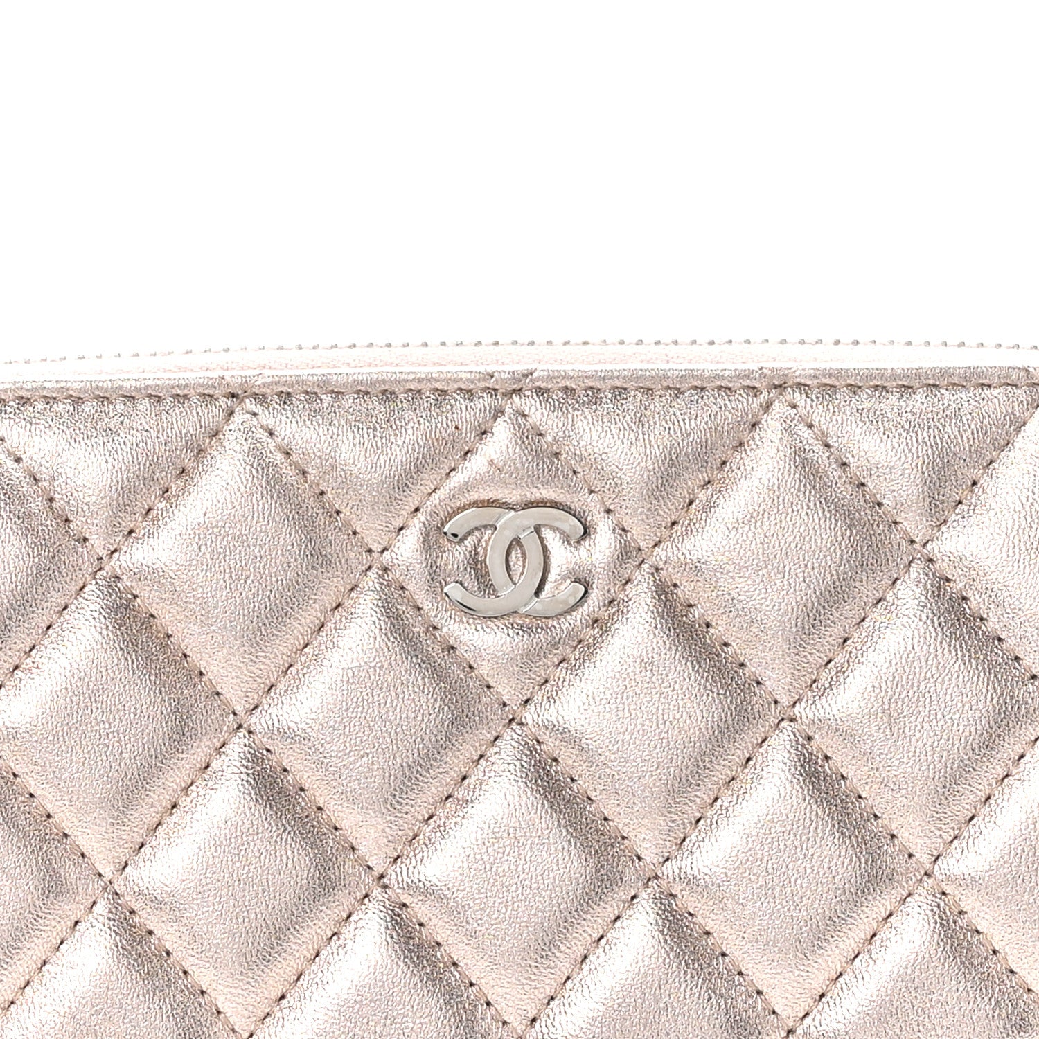 Chanel Metallic Lambskin Quilted Cosmetic Pouch Light Pink 9 of 12
