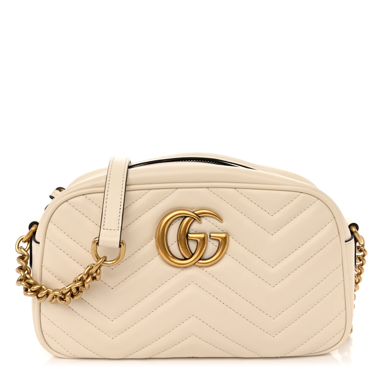 Gucci Calfskin Matelasse Small GG Marmont Chain Shoulder Bag White 1 of 10