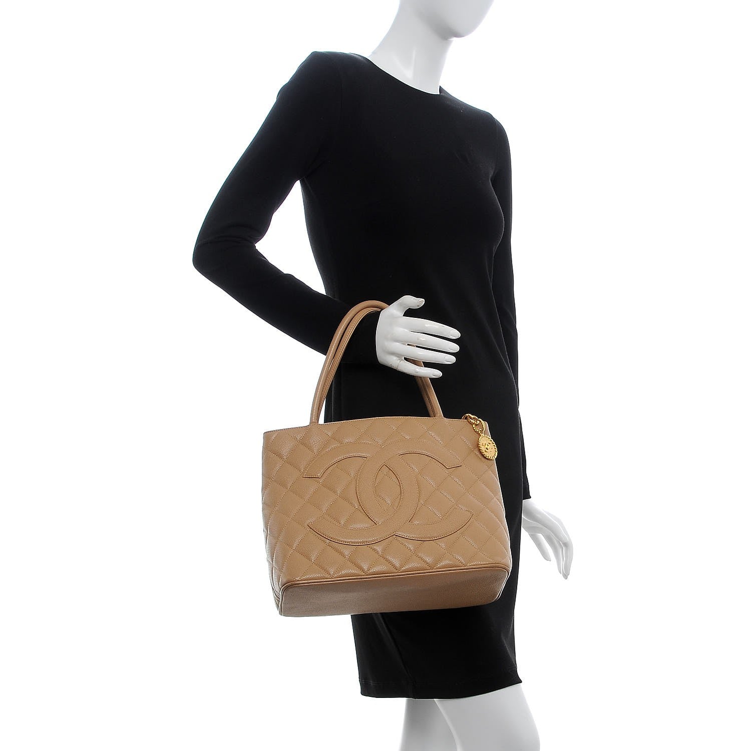 Chanel Caviar Quilted Medallion Tote Beige 2 of 14