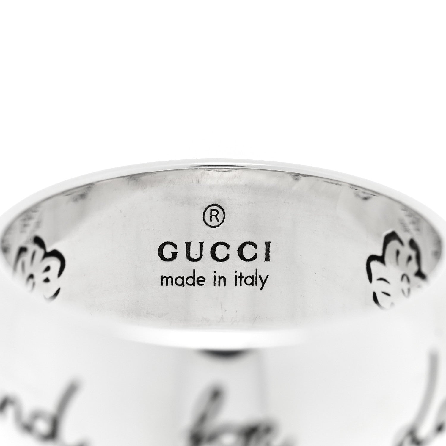 Gucci Sterling Silver Wide Blind for Love Band Ring 64 10.75 4 of 4