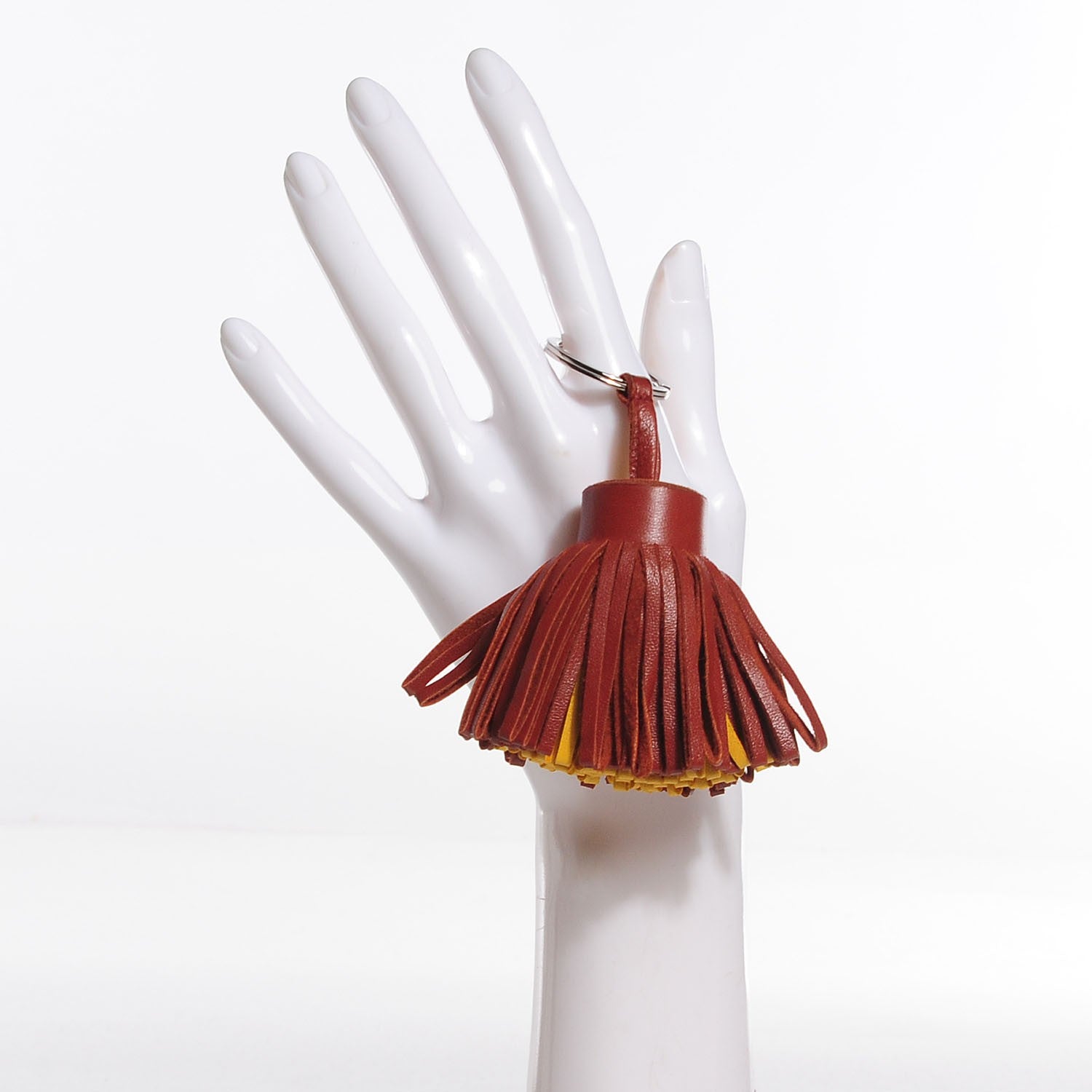 Hermes Lambskin Bi-Color Carmen Tassel Key Holder Brique Soleil 2 of 5
