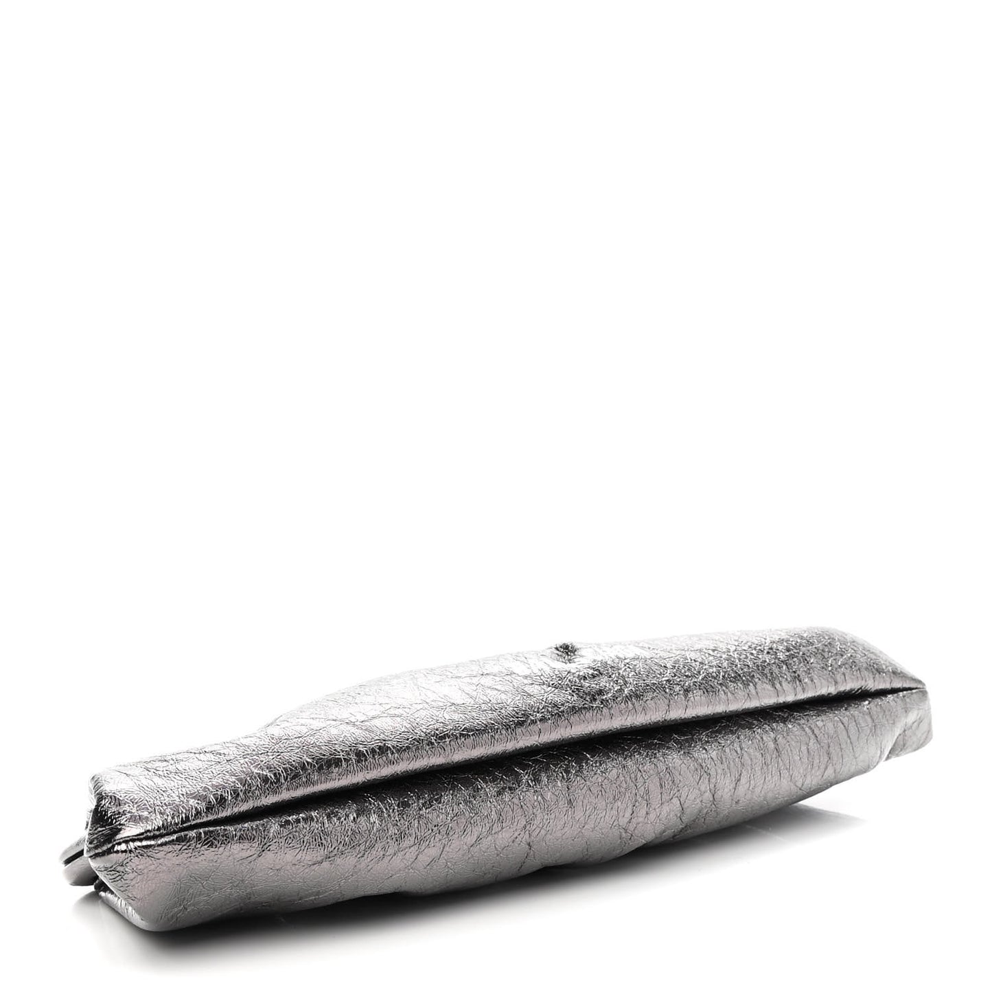 Metallic Textured Calfskin Logo XL Cloud Clutch Black