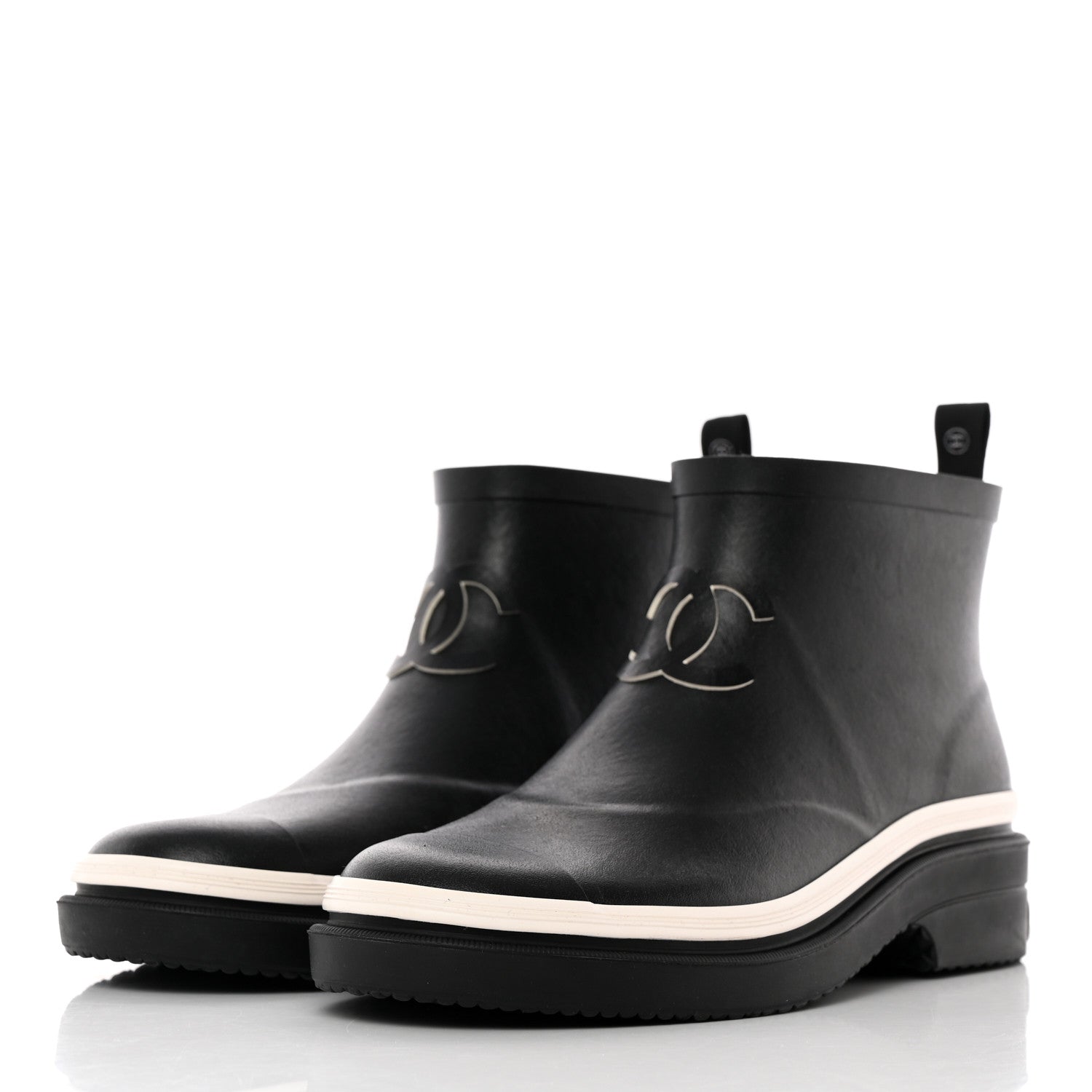 Chanel Rubber CC Short Rain Boots 39 Black 3 of 17