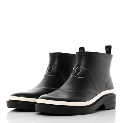 Chanel Rubber CC Short Rain Boots 39 Black 3 of 17