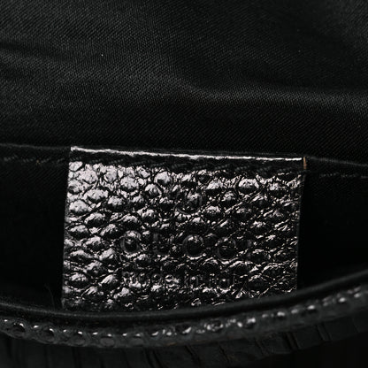 Gucci Satin Snakeskin Monogram Mini Horsebit Chain Clutch Black 6 of 15