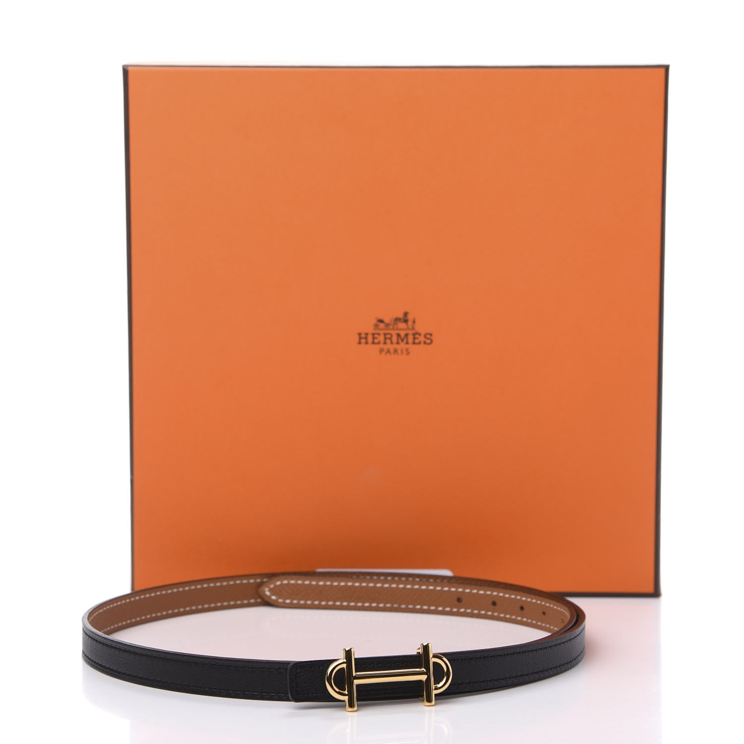 Hermes Swift Epsom 13mm Gamma Belt 75 Black Gold 5 of 5