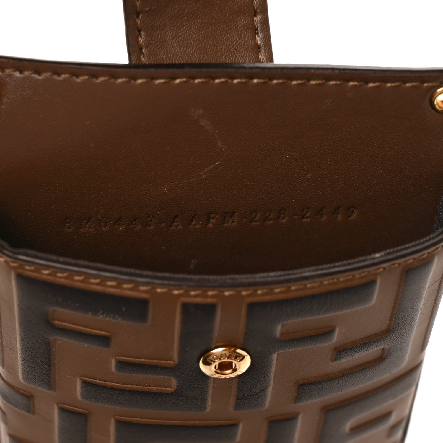 Fendi Vitello Soft F is Fendi Bi-Color FF 1974 Embossed Phone Pouch Maya Black 7 of 11