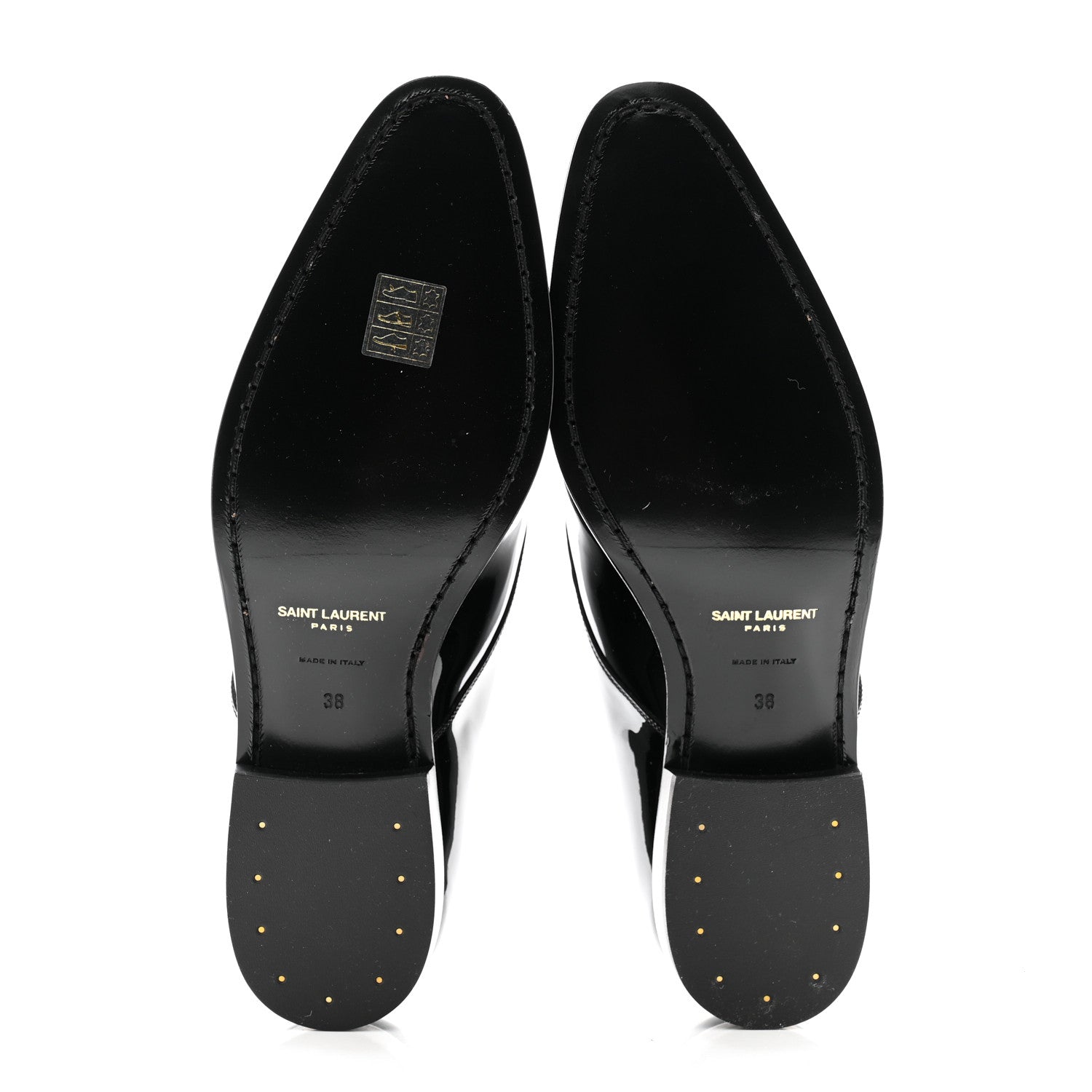 Saint Laurent Patent Baltimora Lace Up Derby Shoes 38 Black 7 of 10