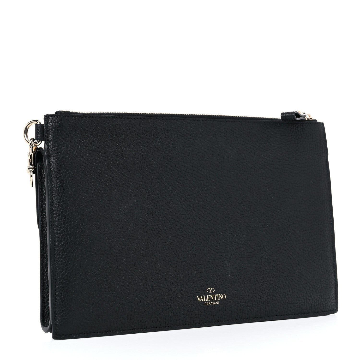 Valentino Garavani Pebbled Calfskin Large Rockstud Wristlet Clutch Black 3 of 9