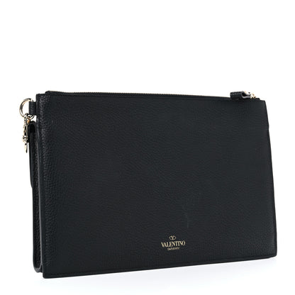 Valentino Garavani Pebbled Calfskin Large Rockstud Wristlet Clutch Black 3 of 9