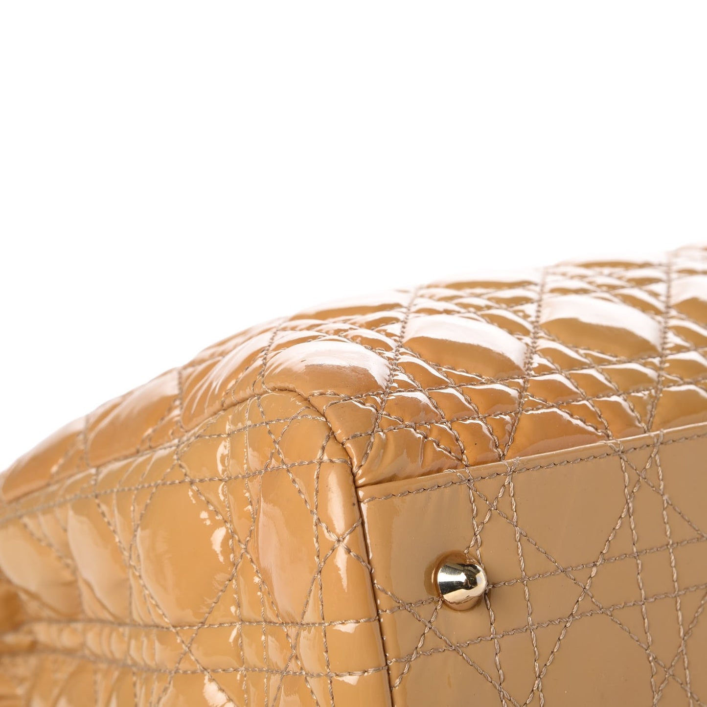 Patent Cannage Large Dior Soft Shopping Tote Beige