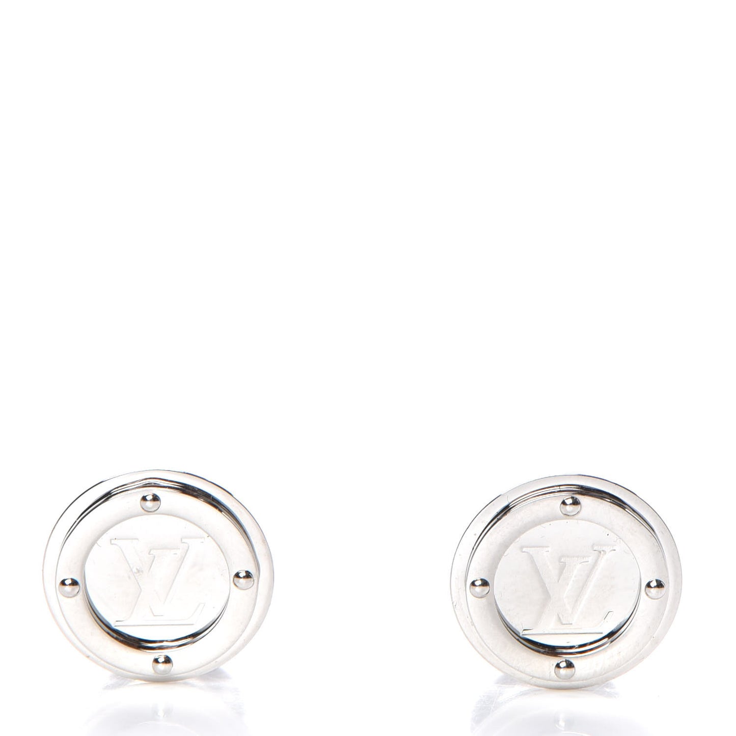 LV Travel Key Circle Cufflinks Silver