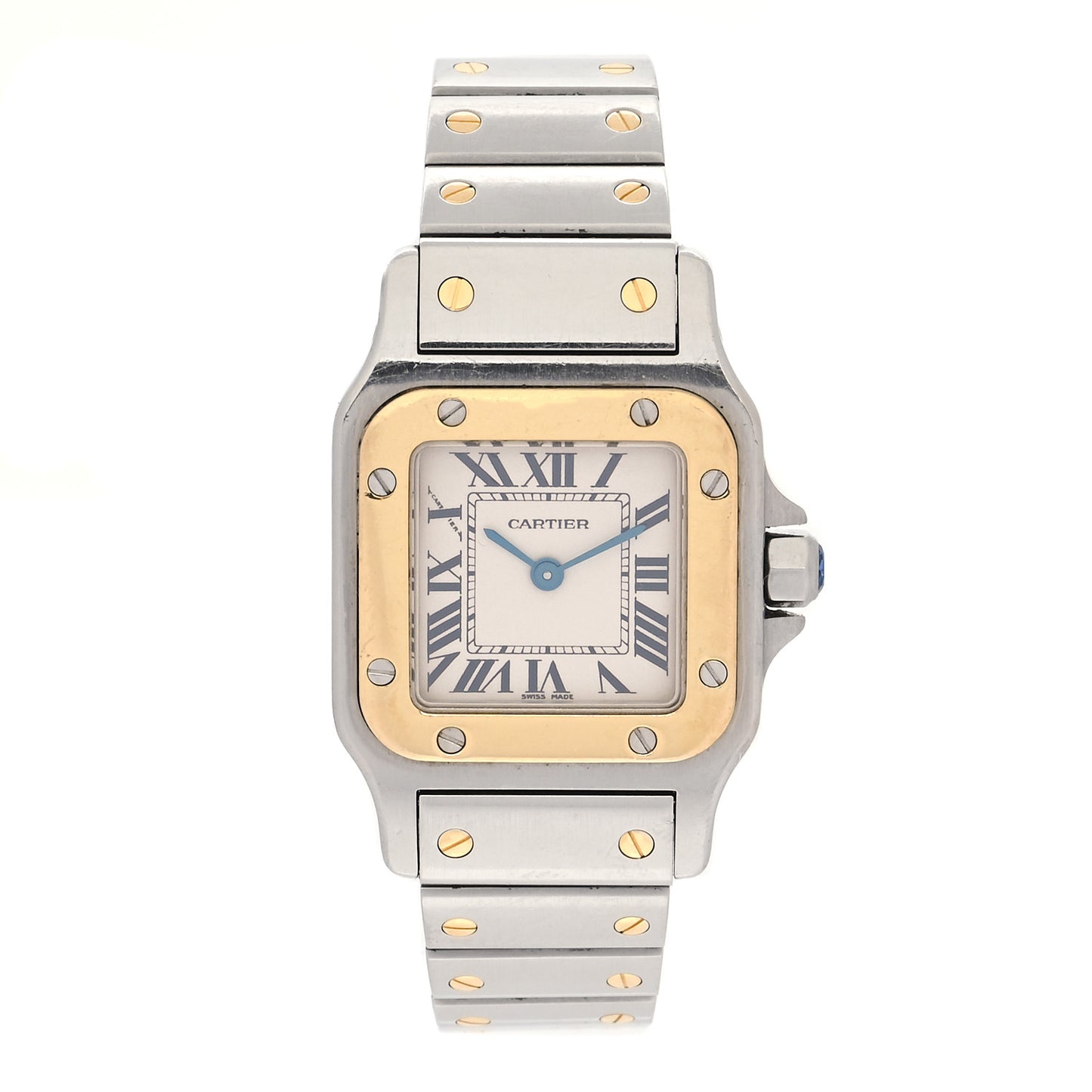 Stainless Steel 18K Yellow Gold 24mm Santos De Cartier Galbee Quartz Watch