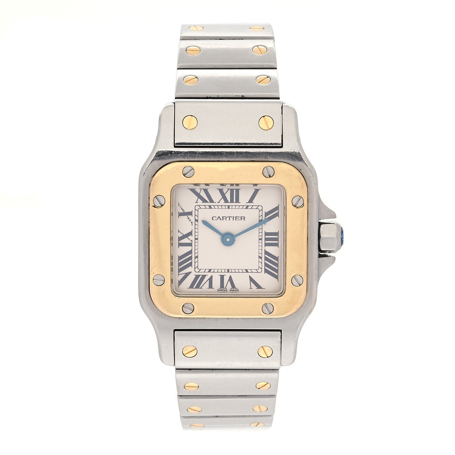 Cartier Stainless Steel 18K Yellow Gold 24mm Santos De Cartier Galbee Quartz Watch 1 of 5