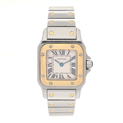 Cartier Stainless Steel 18K Yellow Gold 24mm Santos De Cartier Galbee Quartz Watch 1 of 5