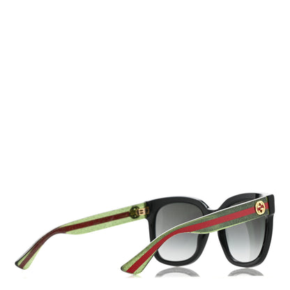 Gucci Acetate Square Frame Web Glitter Sunglasses GG0034S Black Green 4 of 7