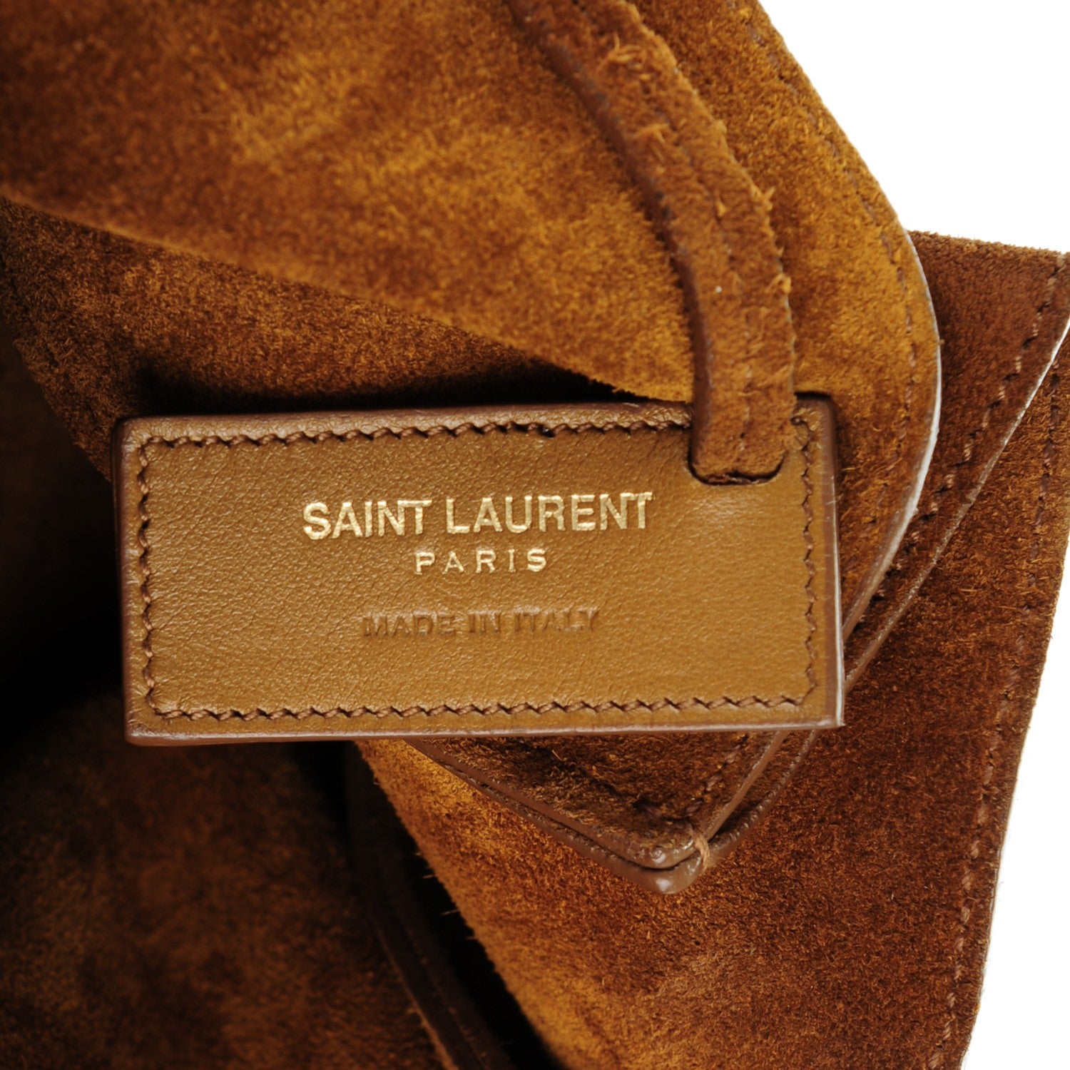 Saint Laurent Suede Mini Monogram Bucket Crossbody Bag Ocre 6 of 9