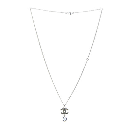 Chanel Enamel CC Drop Necklace Silver 4 of 7