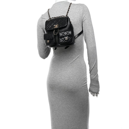 Chanel Shiny Caviar Quilted Medium Duma Pockets Drawstring Backpack Black 2 of 10