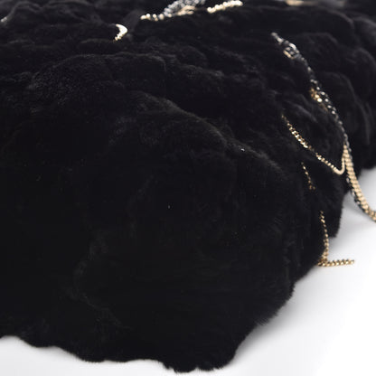 Chanel Rabbit Fur Quilted Embellished Shopping Tote Black 11 of 11