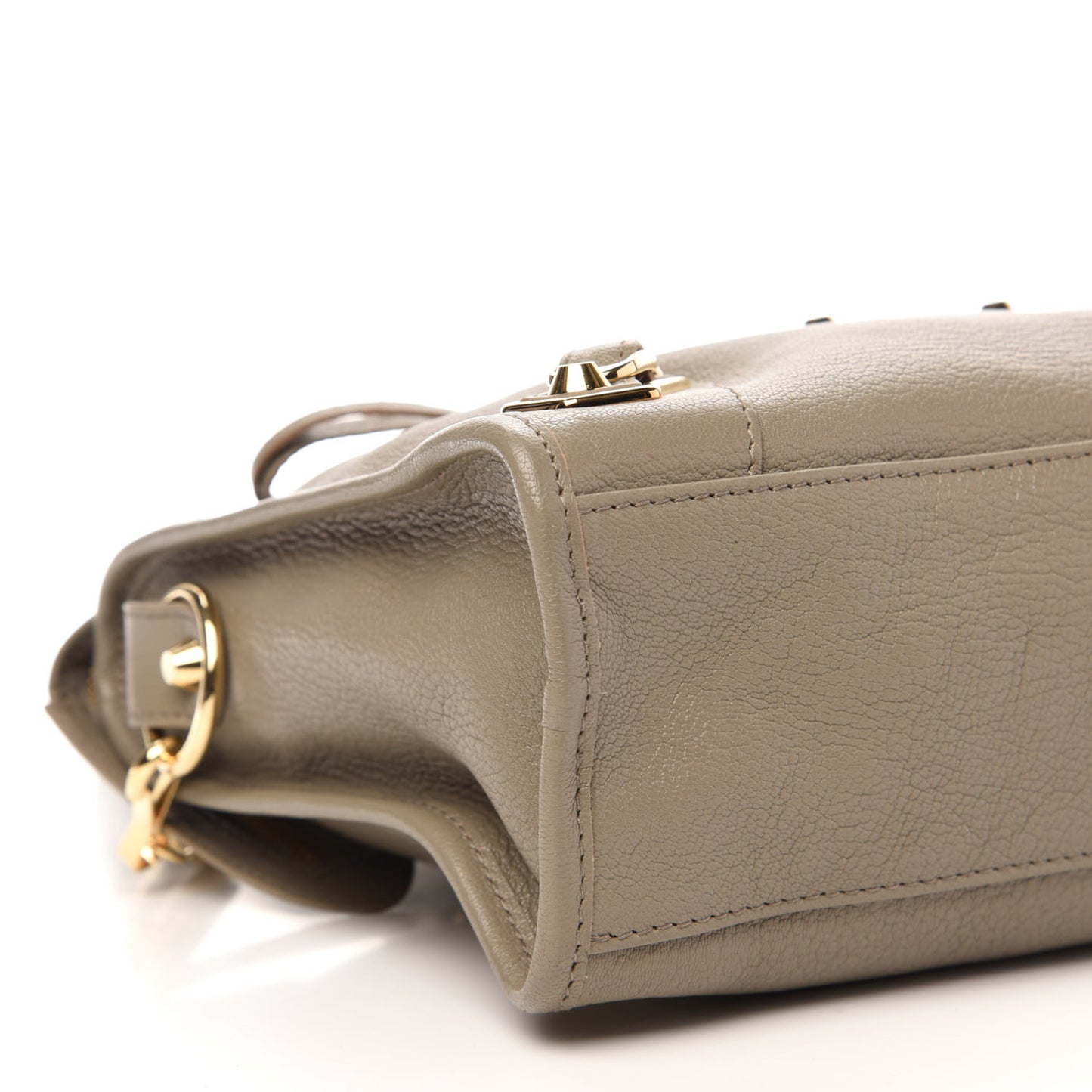 Chevre Gold Metallic Edge Hardware S City Gris Taupe