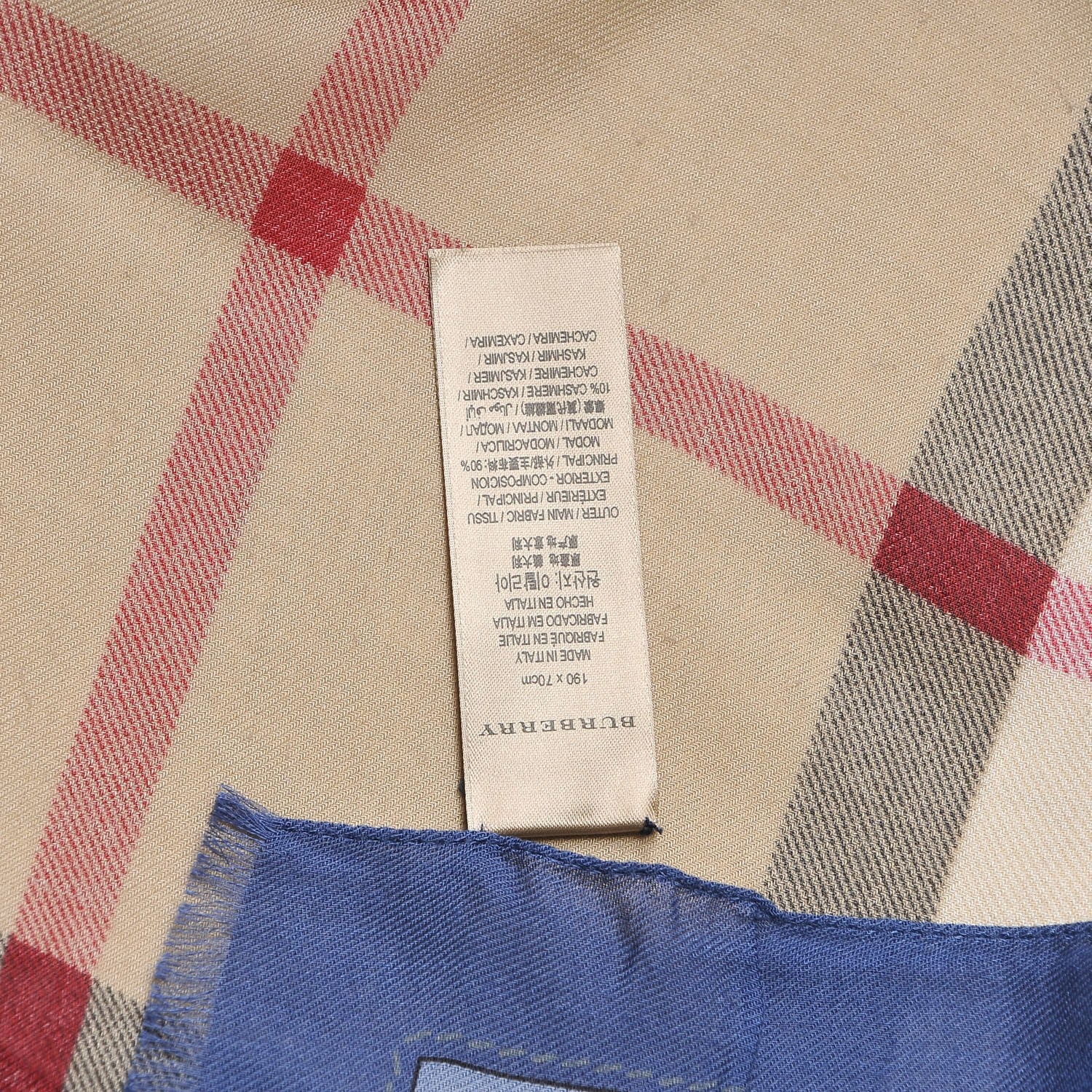 Burberry Modal Cashmere Haymarket Check Color Border Scarf Light Steel 6 of 7