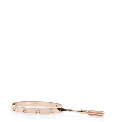 Cartier 18K Pink Gold 4 Diamond LOVE Bracelet 17 8 of 10