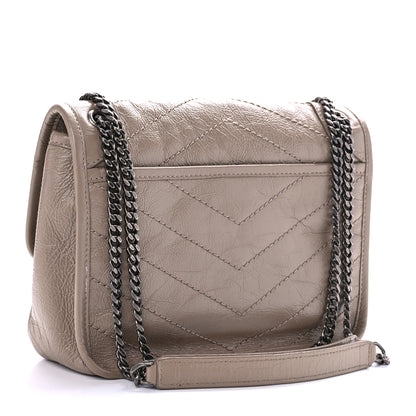 Saint Laurent Crinkled Calfskin Matelasse Monogram Baby Niki Chain Satchel Light Taupe 3 of 8