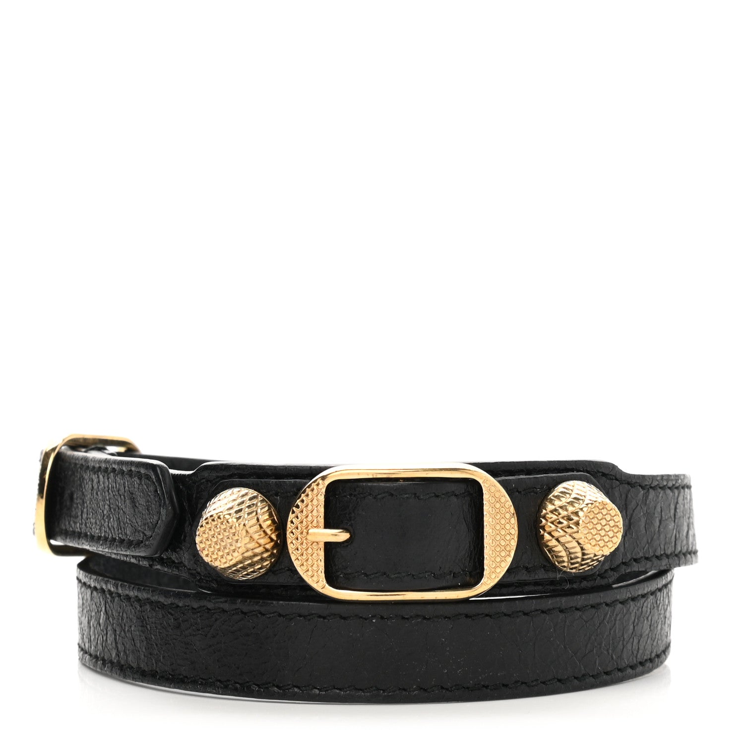Balenciaga Agneau Giant 12 Gold Hardware Triple Tour Bracelet S Black 1 of 8