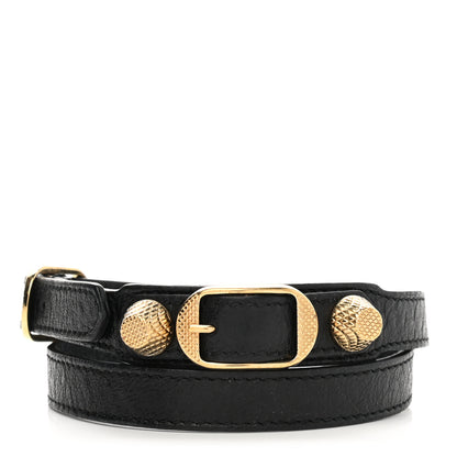 Balenciaga Agneau Giant 12 Gold Hardware Triple Tour Bracelet S Black 1 of 8