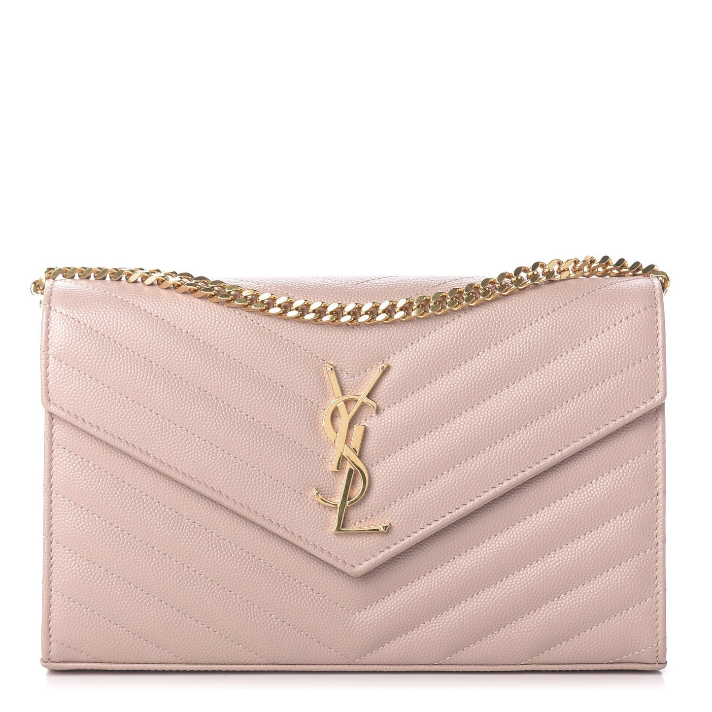 Grain De Poudre Matelasse Chevron Monogram Chain Wallet Rose Antic