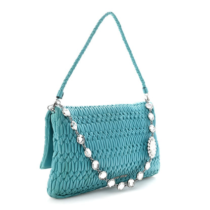 Miu Miu Nappa Matelasse Crystal Flap Clutch Turchese 3 of 9