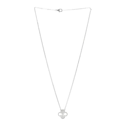 Van Cleef & Arpels 18K White Gold Guilloche Vintage Alhambra Pendant Necklace 3 of 6