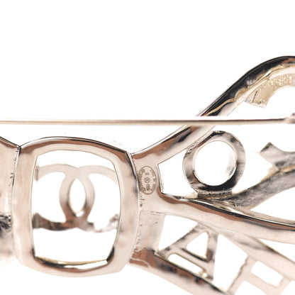 Chanel Metal Crystal Bow-tiful CC Brooch Gold 4 of 4