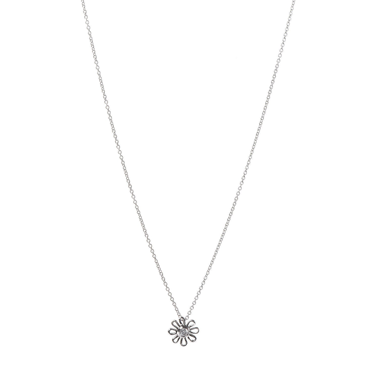 Platinum Diamond Daisy Pendant Necklace