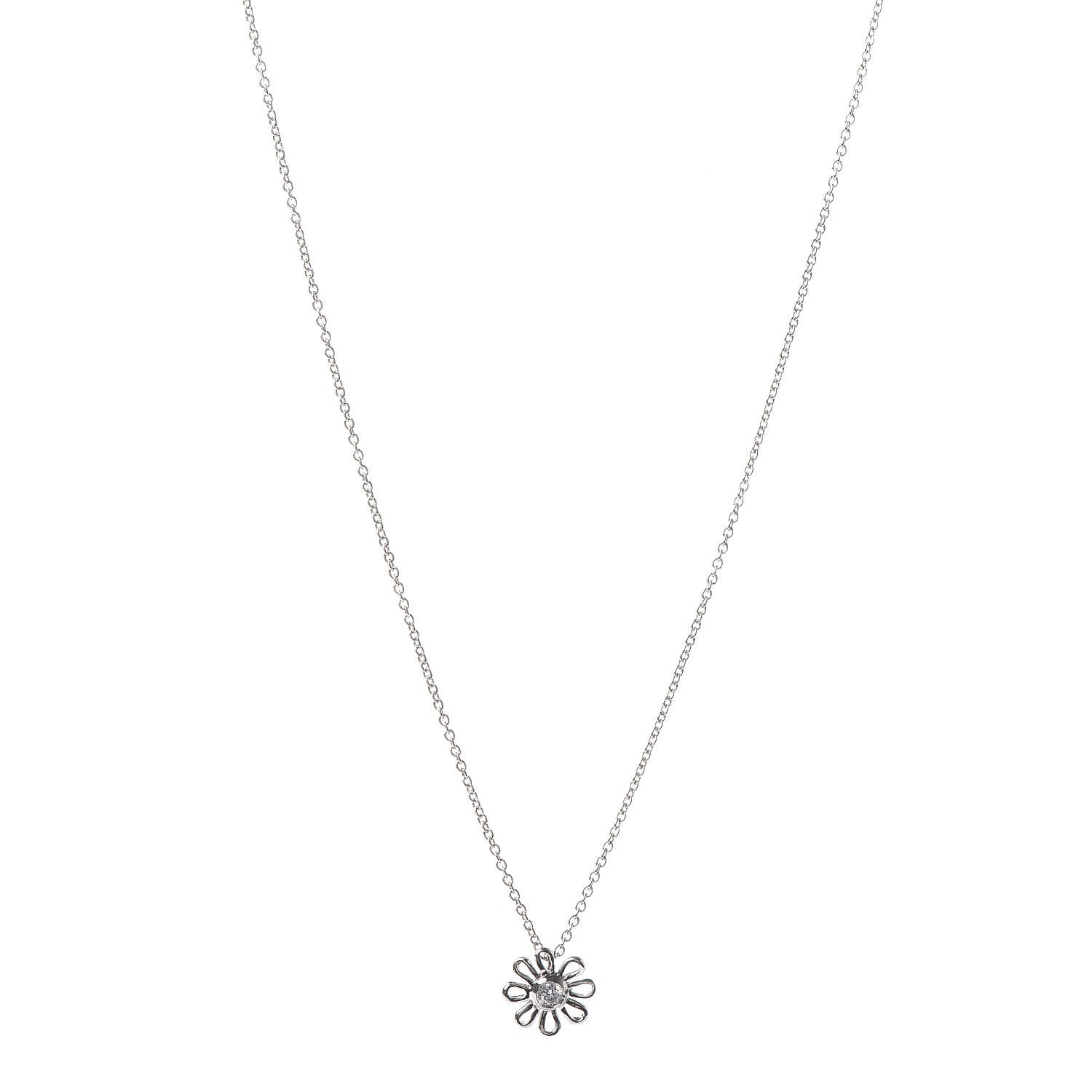 Tiffany Platinum Diamond Daisy Pendant Necklace 1 of 7