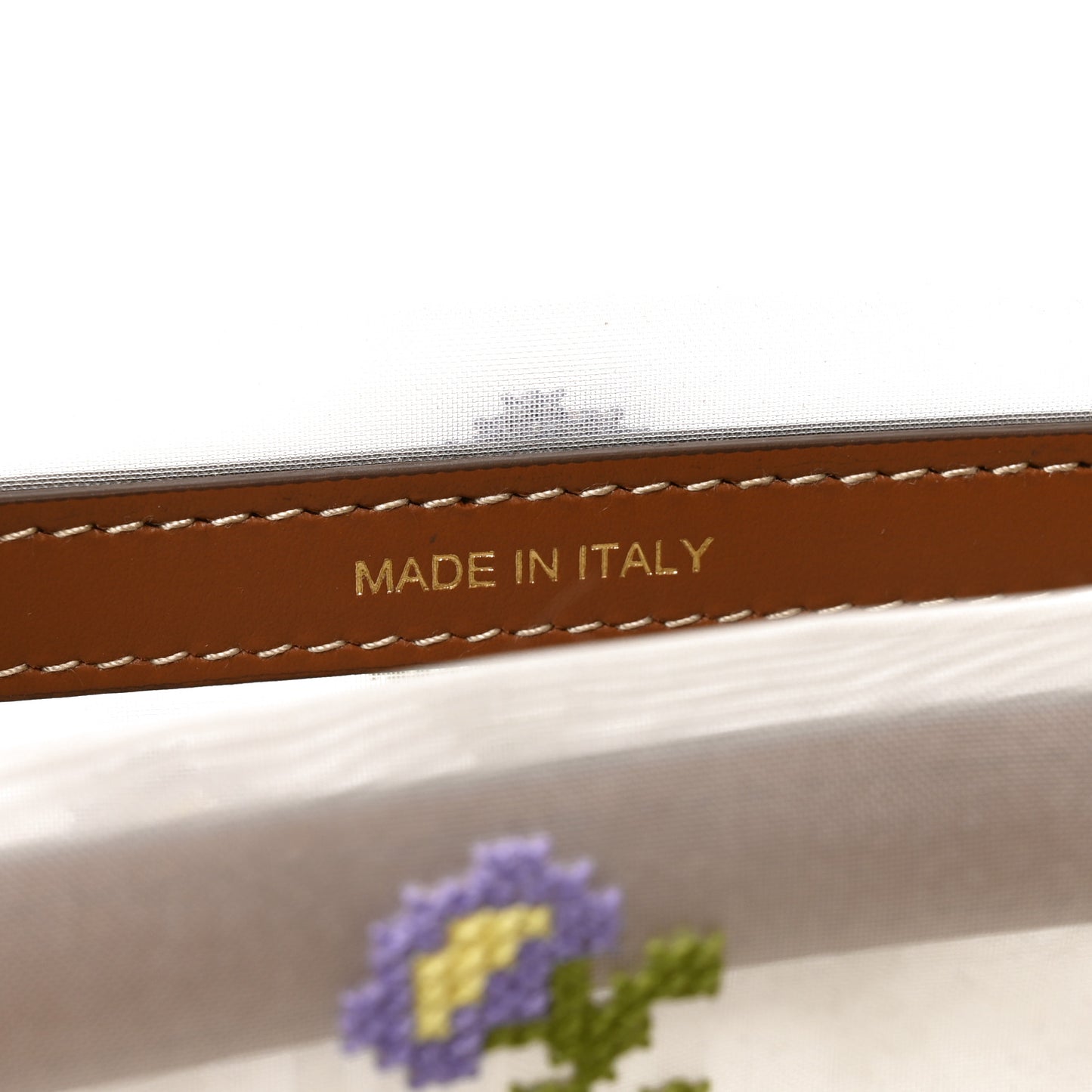 Nappa Embroidered Floral Shopping Bag Cognac
