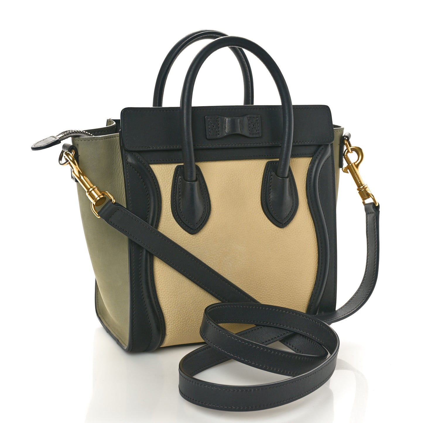 Baby Grained Calfskin Nubuck Nano Tri-Color Luggage Black Butter Light Taupe