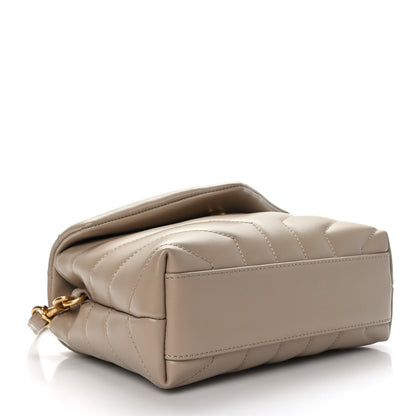 Saint Laurent Calfskin Y Quilted Monogram Toy Loulou Crossbody Bag Dark Beige 4 of 9