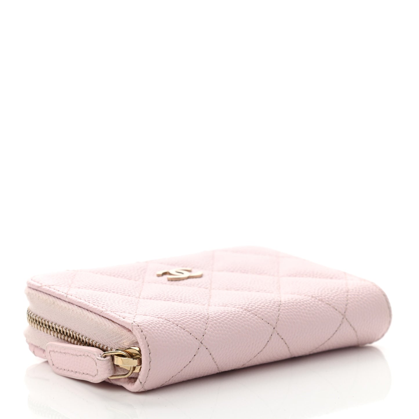 Caviar Quilted Zip Coin Purse Light Pink