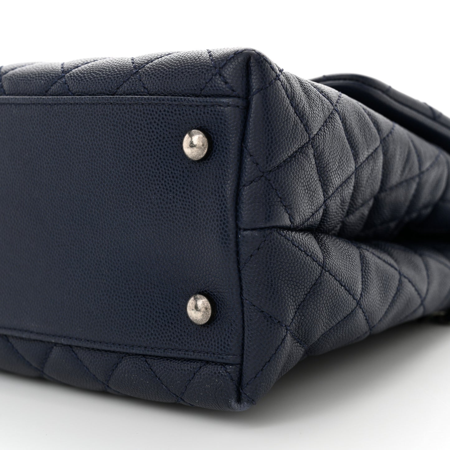 Caviar Lizard Quilted Medium Coco Handle Flap Navy