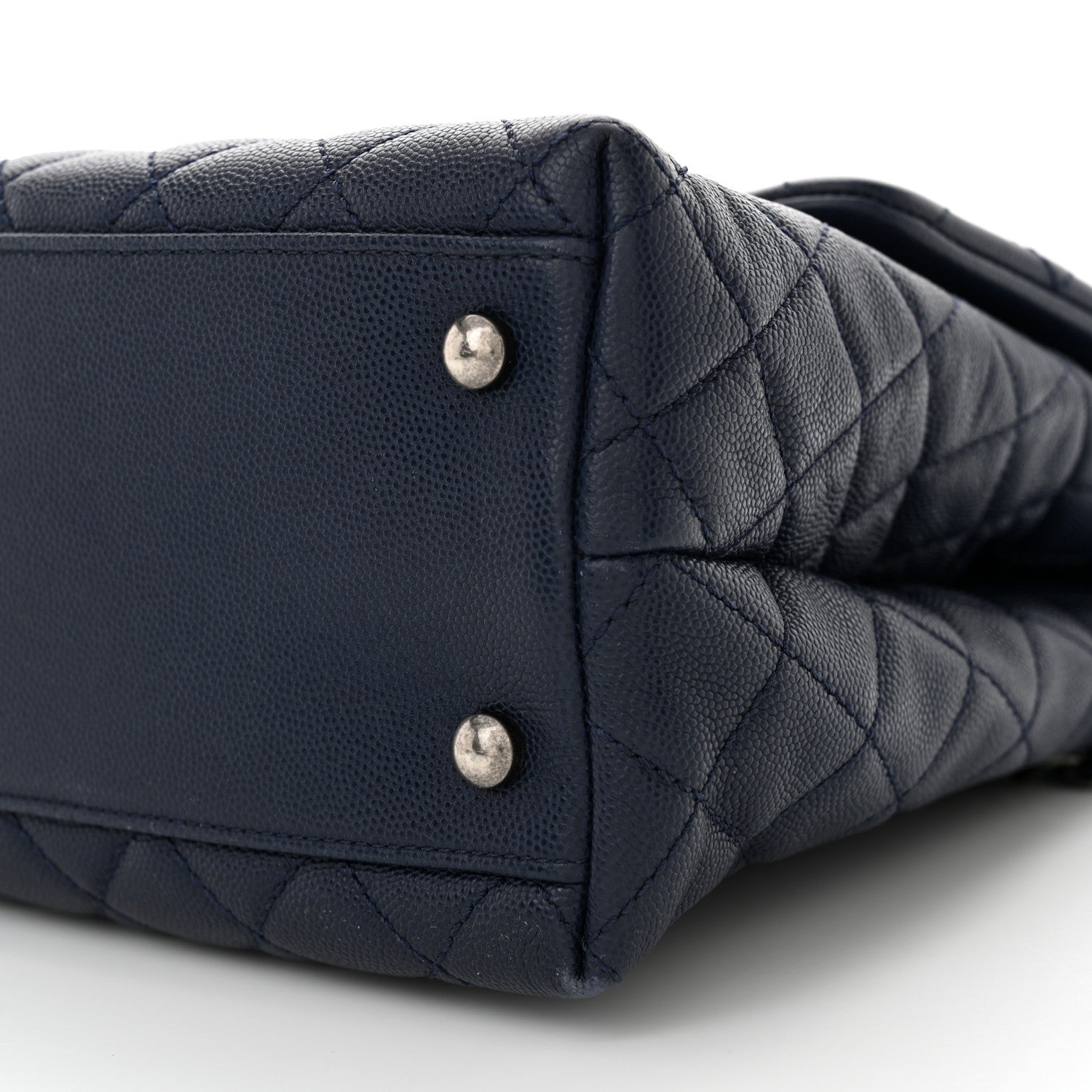 Chanel Caviar Lizard Quilted Medium Coco Handle Flap Navy 10 of 11