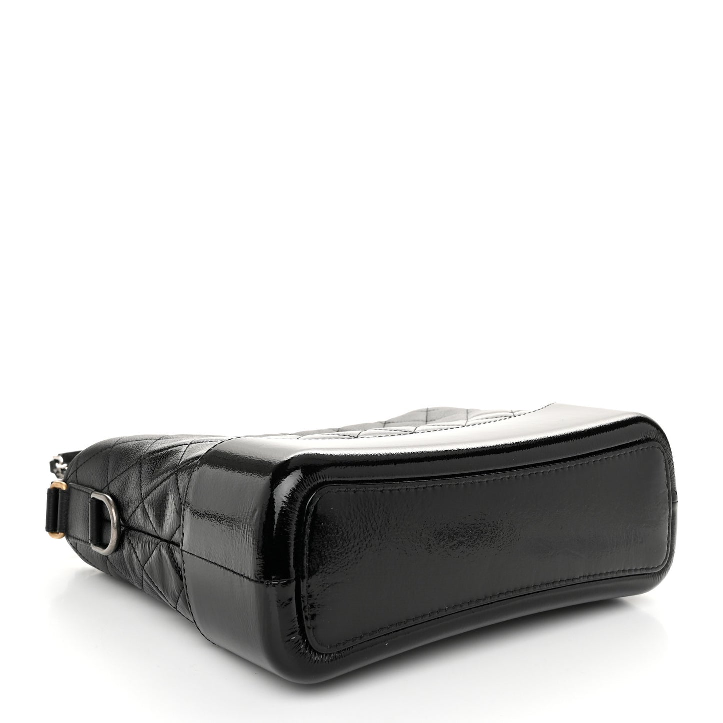 Patent Goatskin Quilted Medium Gabrielle Hobo Black