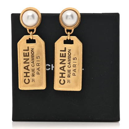Chanel Pearl CC Tags Drop Earrings Gold 6 of 6