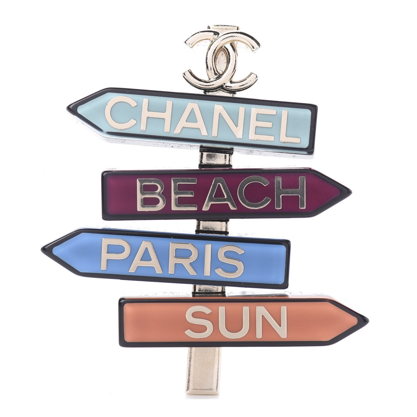 Resin By The Sea Sign Brooch Multicolor