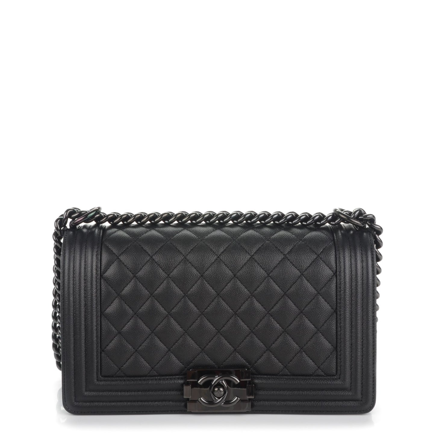 Caviar Quilted Medium Boy Flap So Black